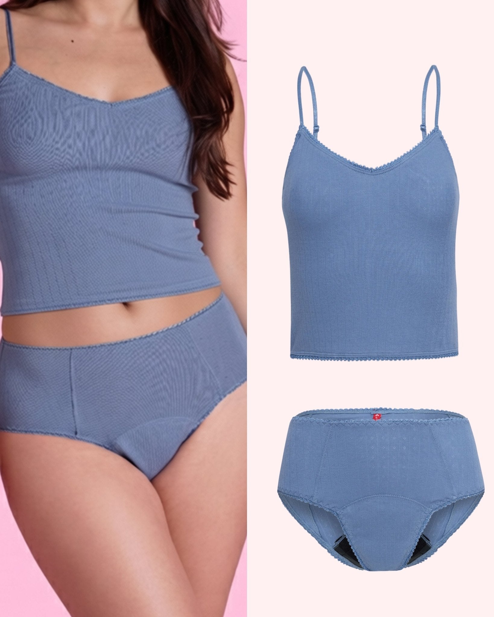 the-female-company-set-pointelle-cropped-top-high-waist-period-panty-extra-stron image 1