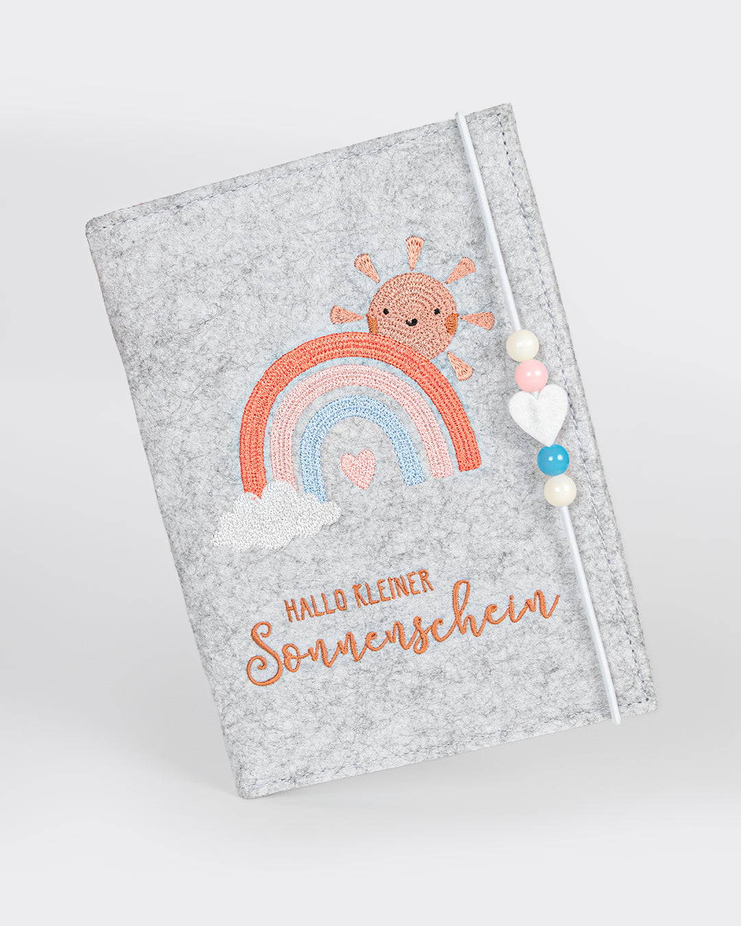 mylily-mutterpassh-lle-hallo-kleiner-sonnenschein-aus-filz-grau-mit-regenbogen image 1
