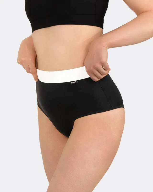 mylily-perioden-bikini-hose-high-waist-mit-bund-schwarz image 1