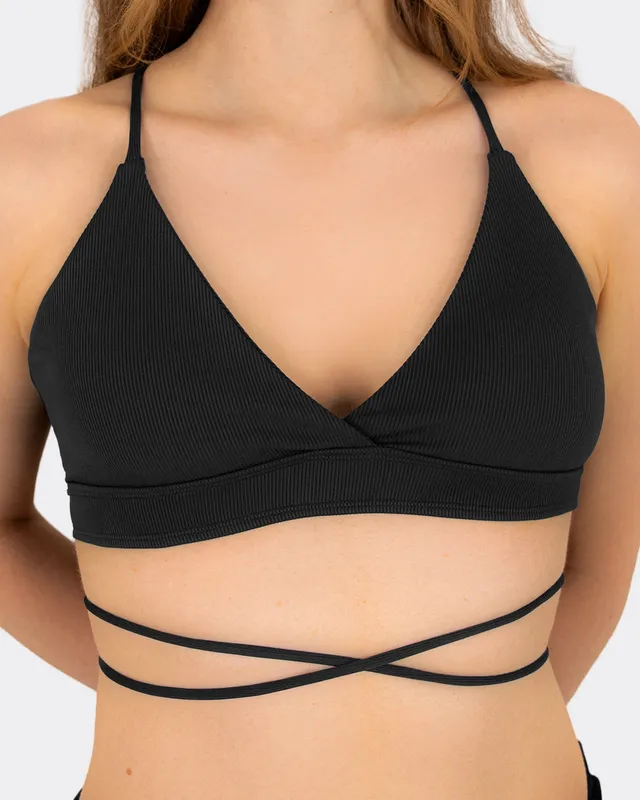mylily-bikini-oberteil-crinkle-mit-gekreuzter-schn-rung-in-schwarz image 1