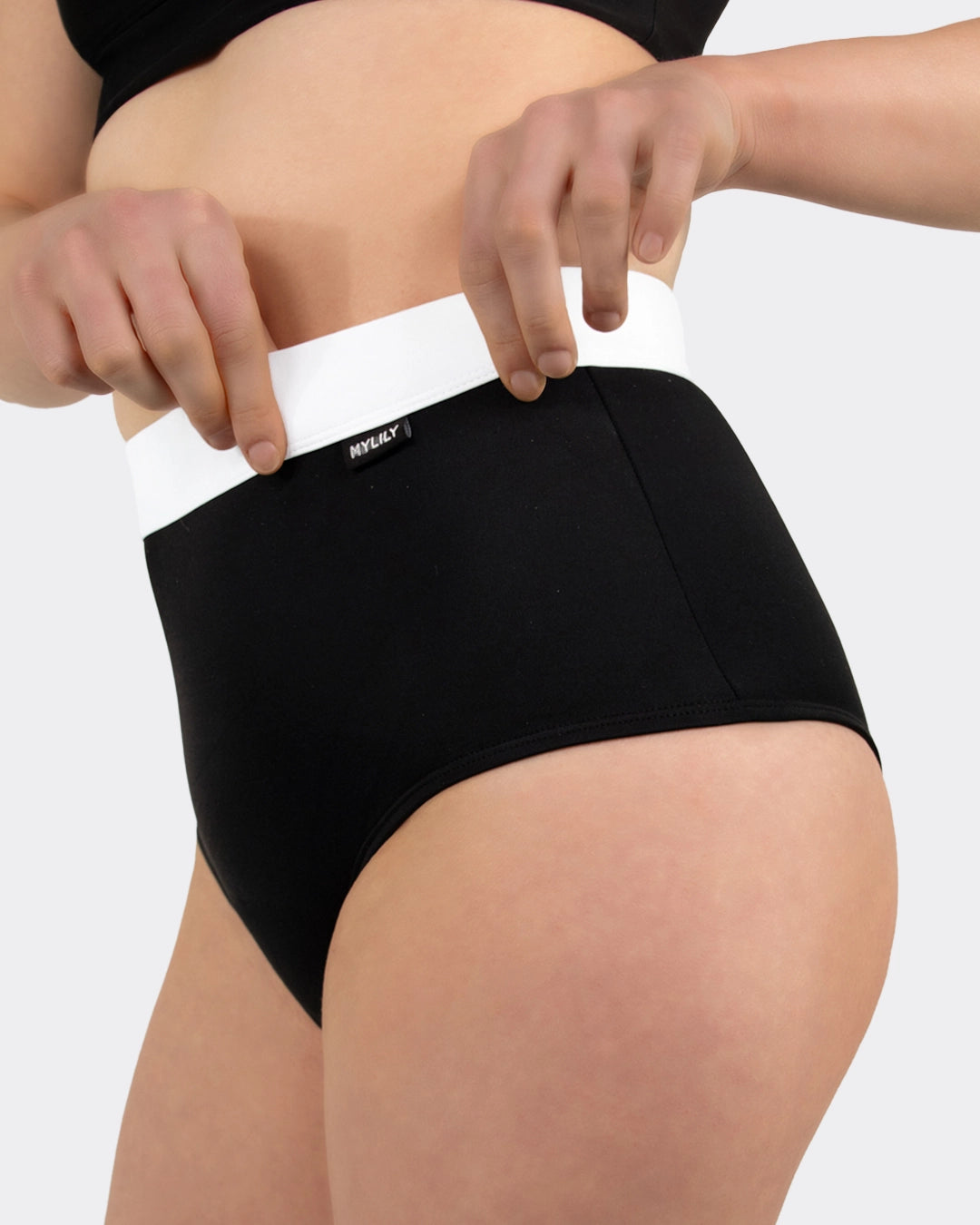 mylily-perioden-bikini-hose-high-waist-mit-bund-schwarz image 3