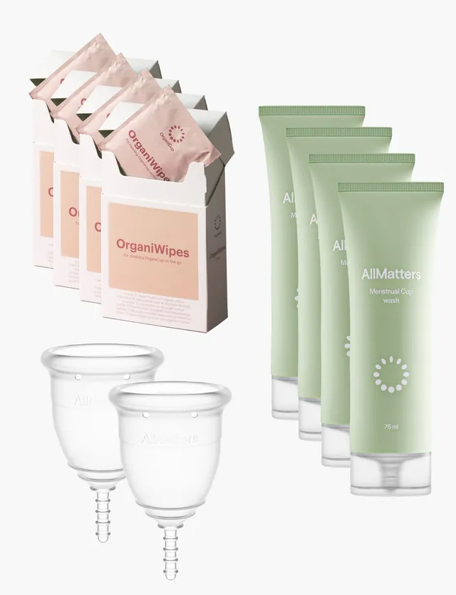 allmatters-organicup-full-coverage-cup-kit-2-menstruationstassen-4x-intimate-was image 1