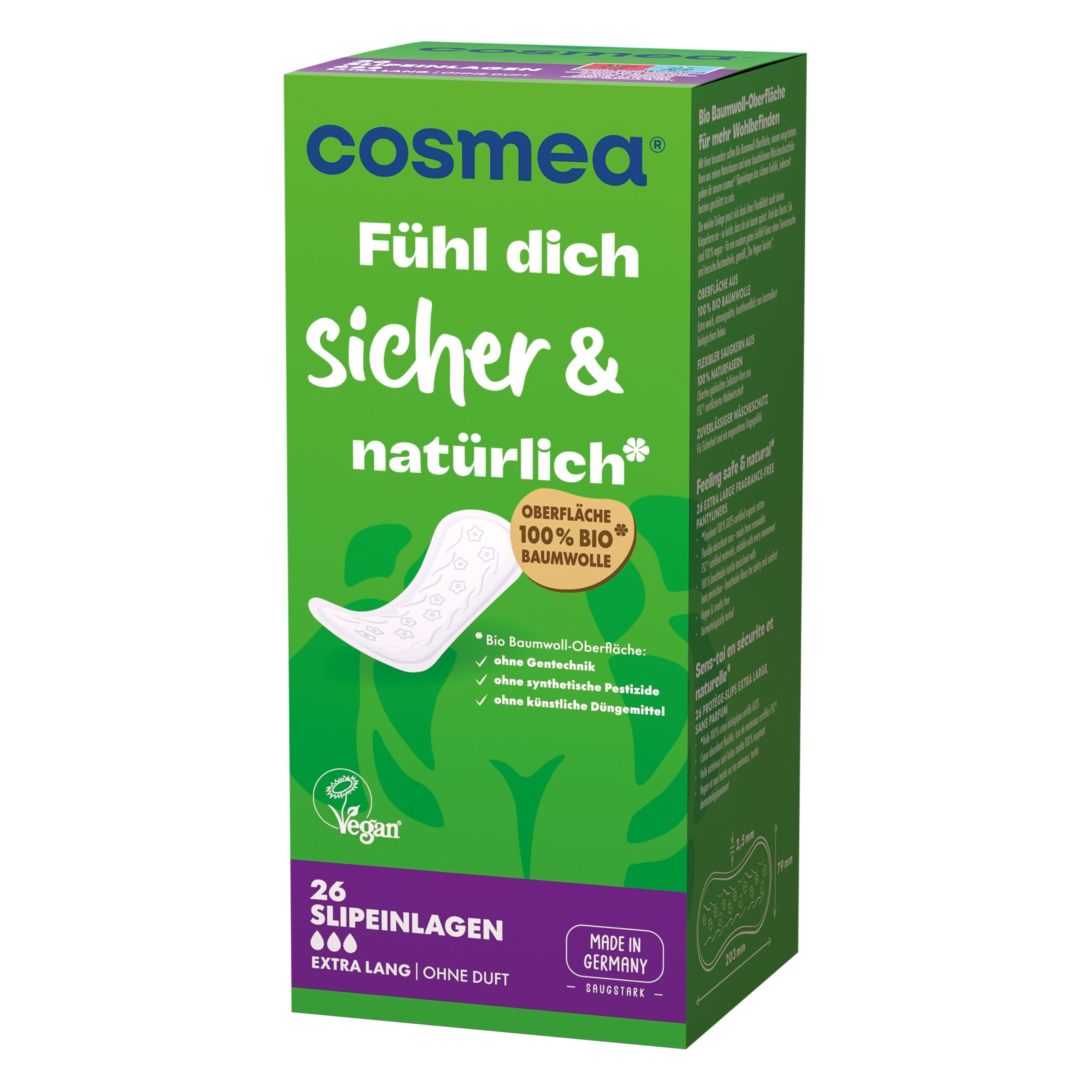 cosmea-slipeinlagen-extra-lang-mit-bio-baumwoll-oberfl-che image 2
