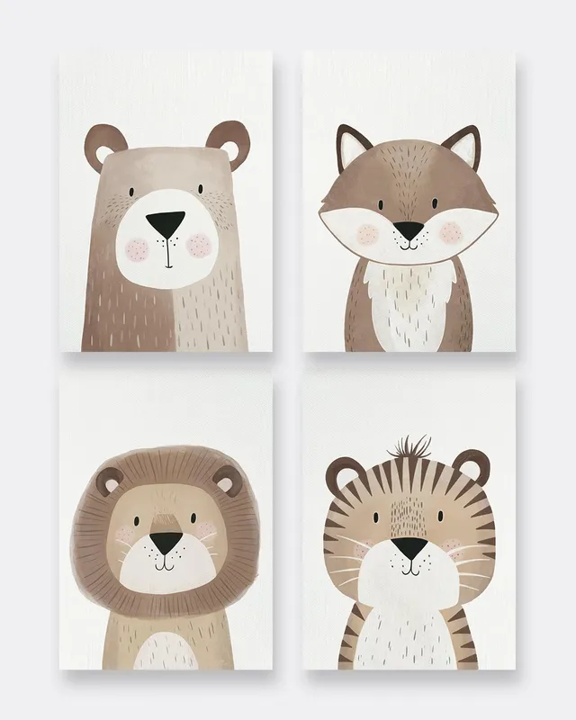 mylily-kinderzimmer-poster-set-wild-animals-4er-set image 1