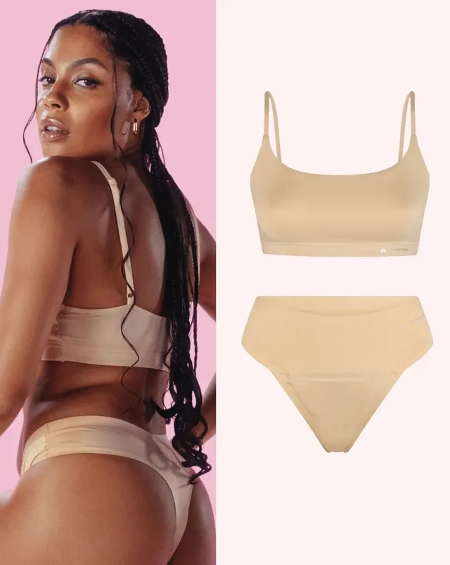 the-female-company-seamless-period-panty-set-seamless-thong-bralette image 1