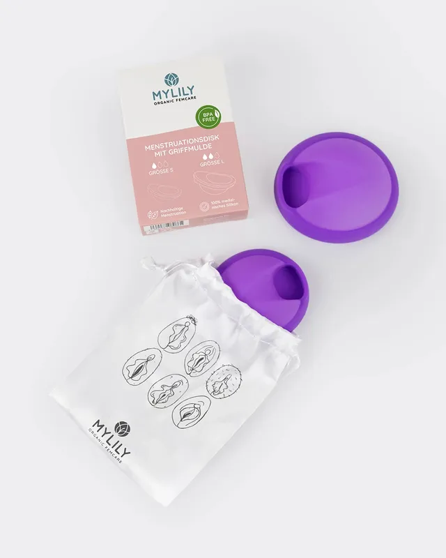 mylily-menstruationsscheibe-mit-mulde-2er-set-gr-e-s-l-inkl-aufbewahrungsbeutel image 1